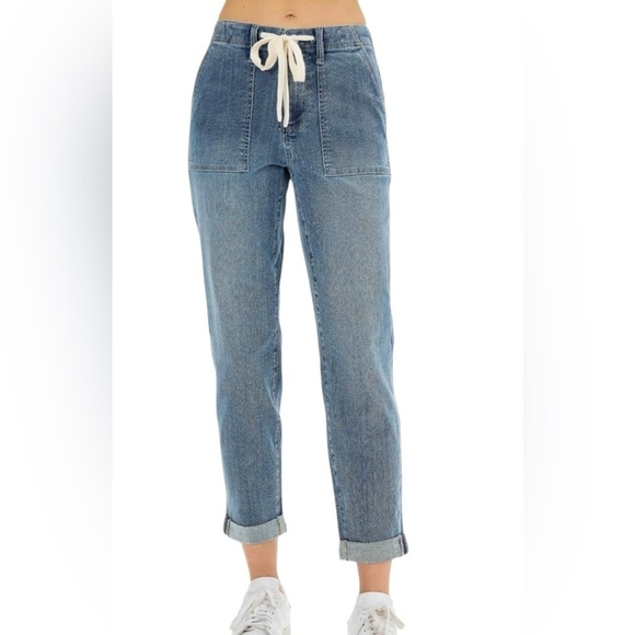 Judy Blue Women's High Waist Pull On Jogger Jeans Sz 11/30 Drawstring Pockets - Picture 1 of 7